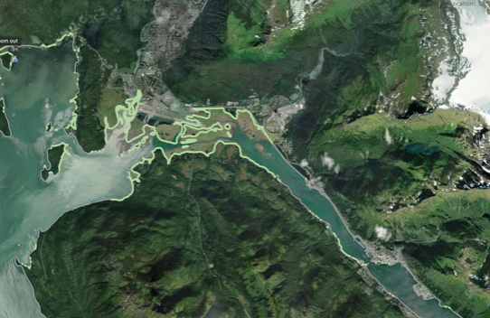 Satellite image of Juneau area